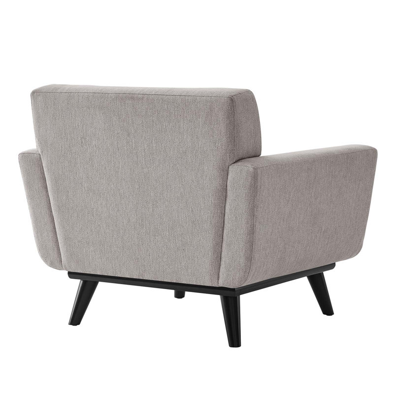 Light Gray Herringbone Fabric Armchair with Black Wood Legs