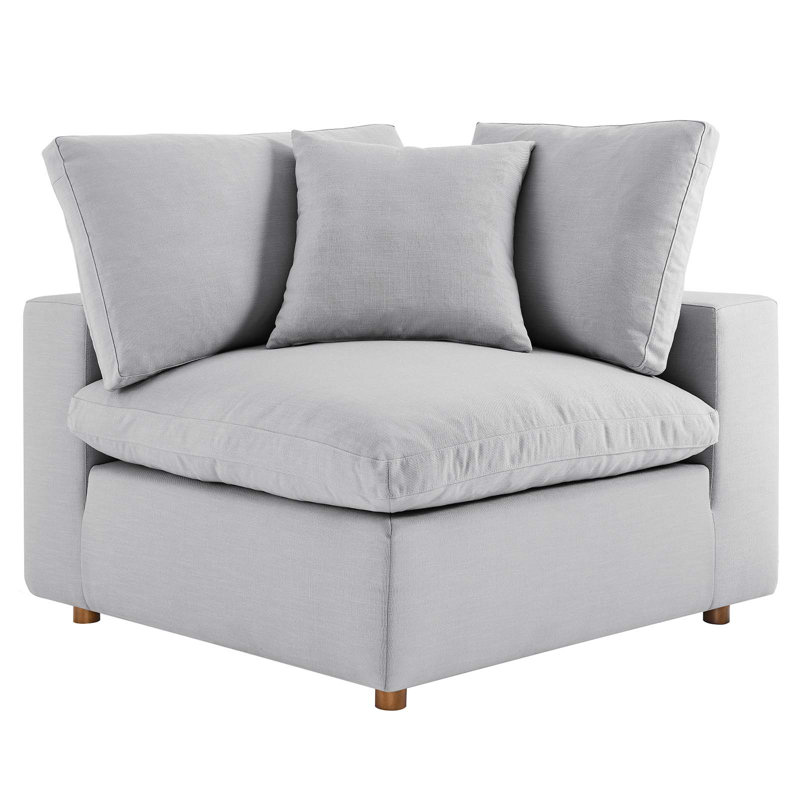 Luxurious Light Gray Linen & Wood 8-Piece Sectional Sofa with Down Fill Cushions