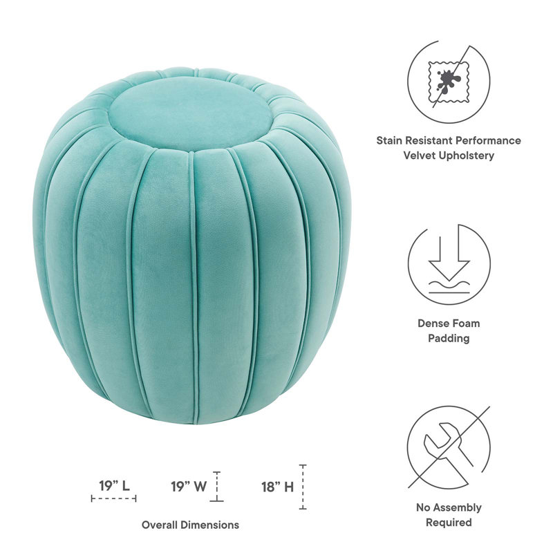 Mint Velvet Tufted Round Accent Ottoman, 19"