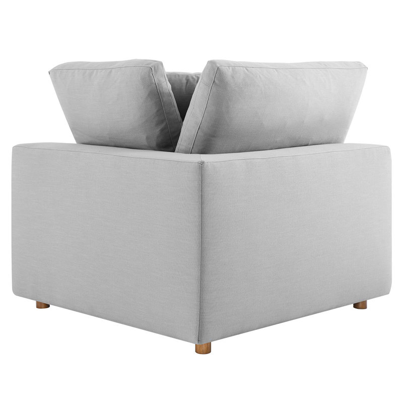 Luxurious Light Gray Linen & Wood 8-Piece Sectional Sofa with Down Fill Cushions