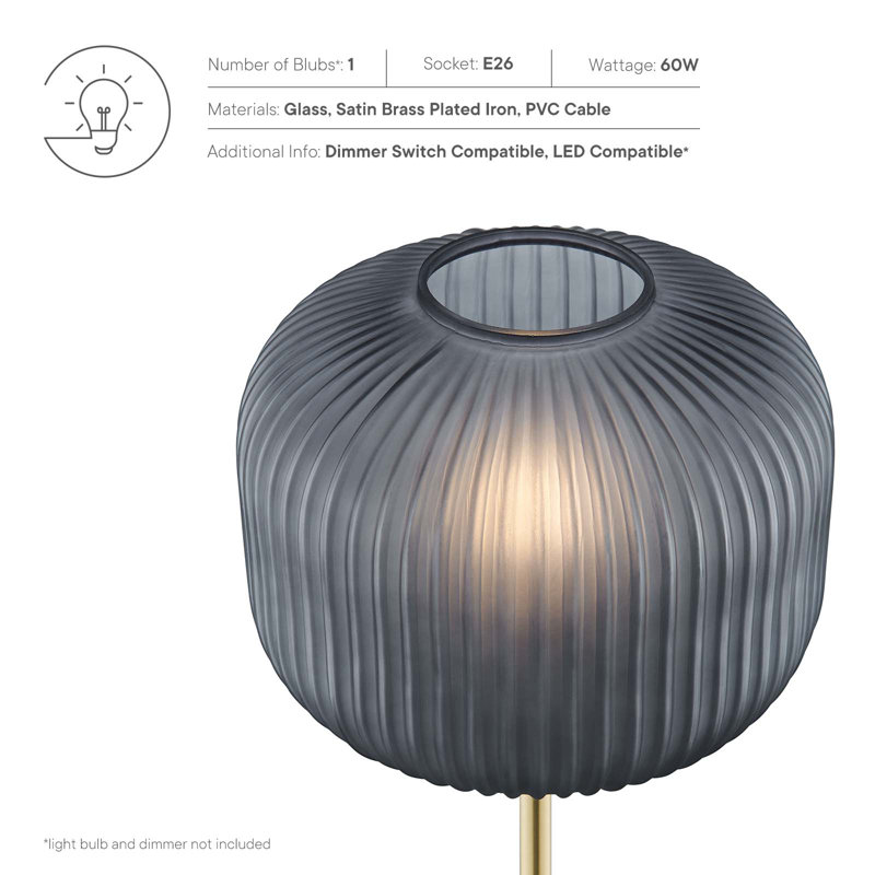 Reprise Black Satin Brass Sphere Glass Floor Lamp