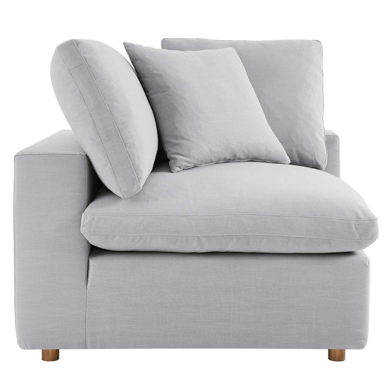 Luxurious Light Gray Linen & Wood 8-Piece Sectional Sofa with Down Fill Cushions