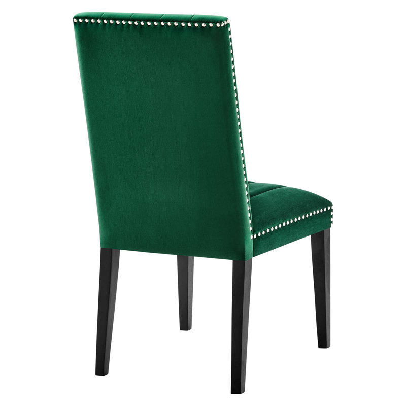 Luxe Deco Green Velvet Upholstered Parsons Side Chair