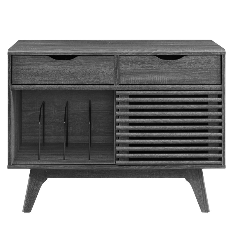 Charcoal Mid-Century Modern Vinyl Record Display Stand