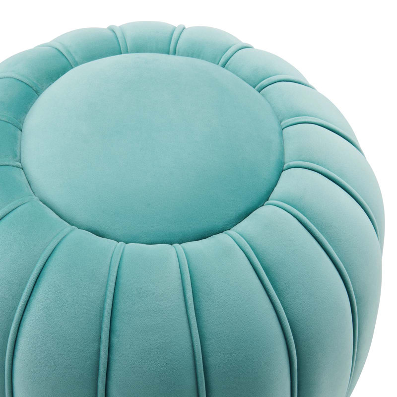 Mint Velvet Tufted Round Accent Ottoman, 19"