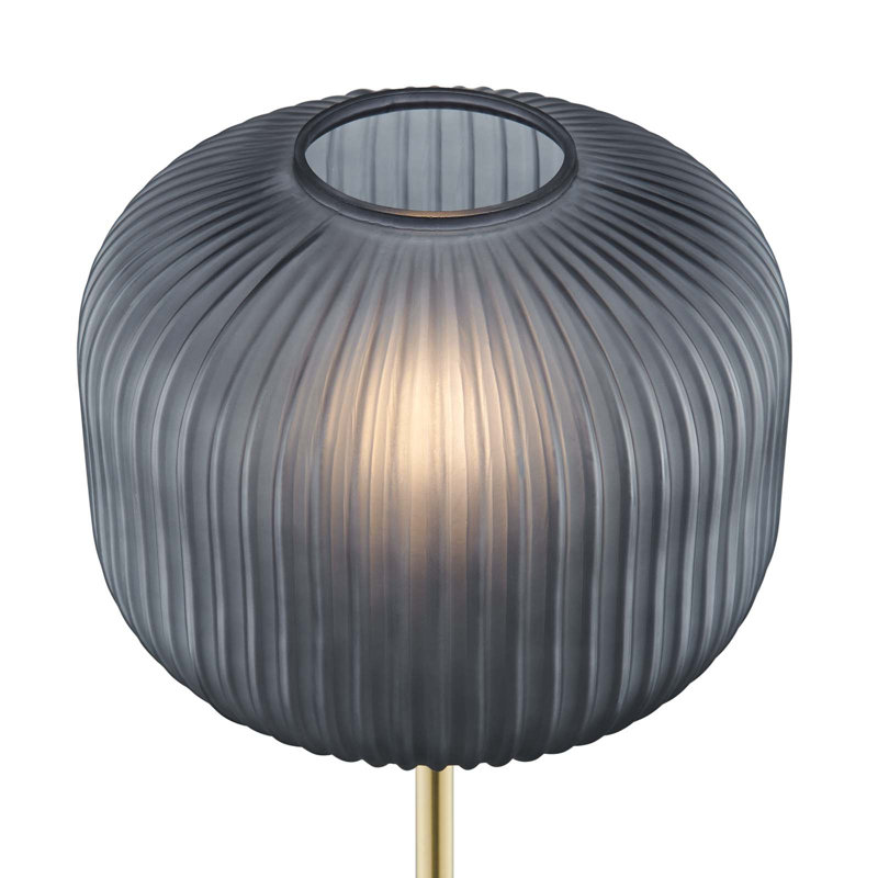 Reprise Black Satin Brass Sphere Glass Floor Lamp