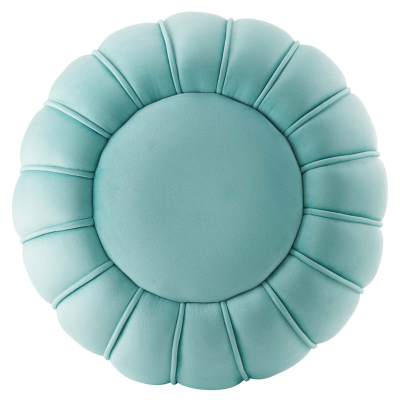 Mint Velvet Tufted Round Accent Ottoman, 19"