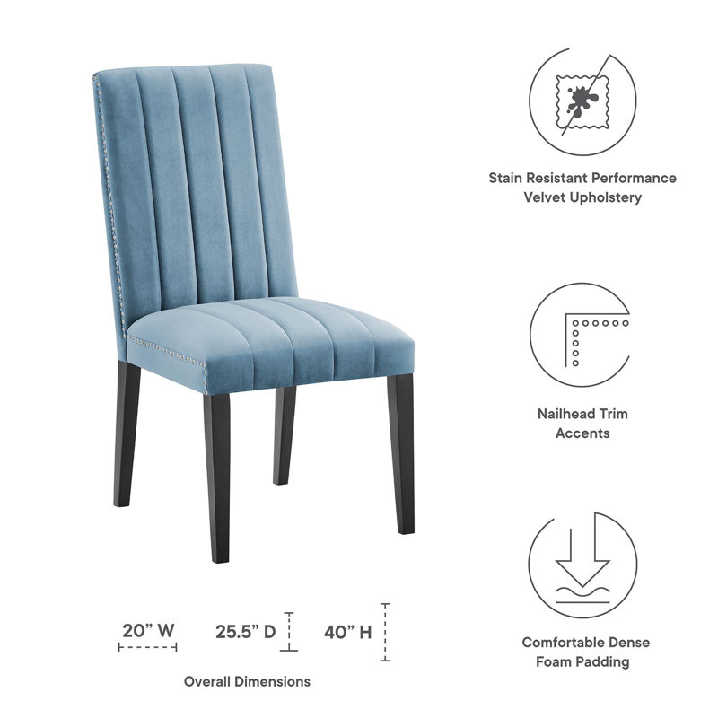 Light Blue Velvet Upholstered Parsons Side Chair Set