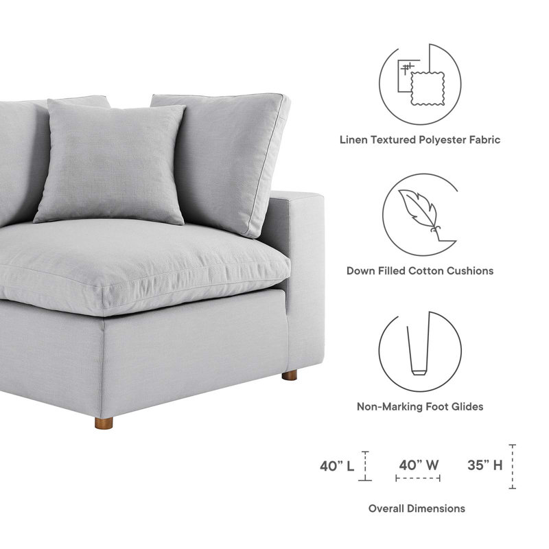 Luxurious Light Gray Linen & Wood 8-Piece Sectional Sofa with Down Fill Cushions