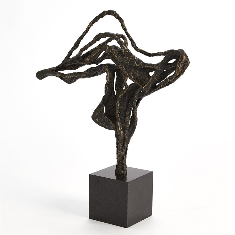 Bronze and Gold Abstract Metal Sculpture with Marble Base
