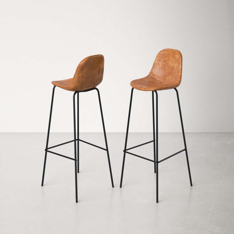 Maxine 30'' Black Matte Metal & Vegan Leather Barstool