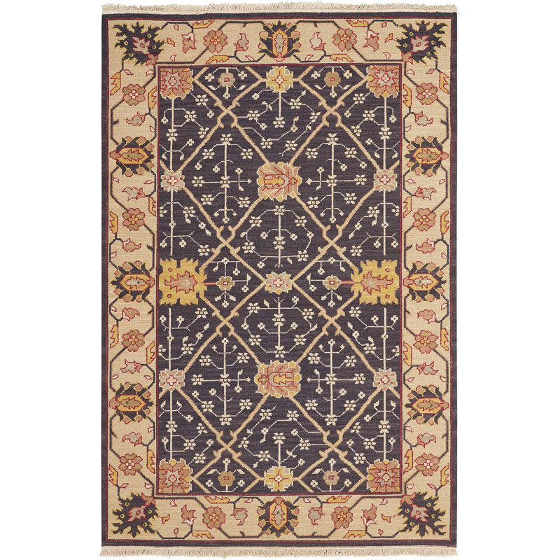 Nourmak Blue and Beige Wool Flatweave Rug 4' x 6'