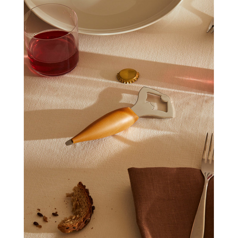 Ercolino Stainless Steel and Birch Wood Bottle Opener
