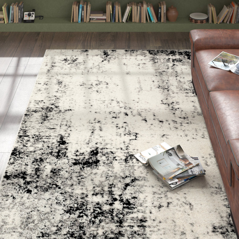 EasyCare Gray Synthetic 9' x 12' Stain-Resistant Rectangular Rug