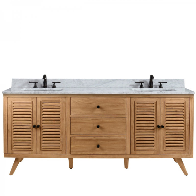 Harper 72" Natural Teak Double Freestanding Wood Vanity