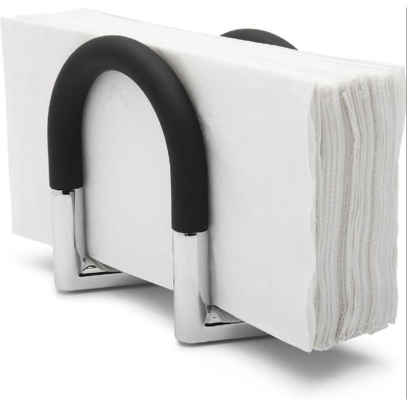 Black and Nickel Swivel Adjustable Metal Napkin Holder