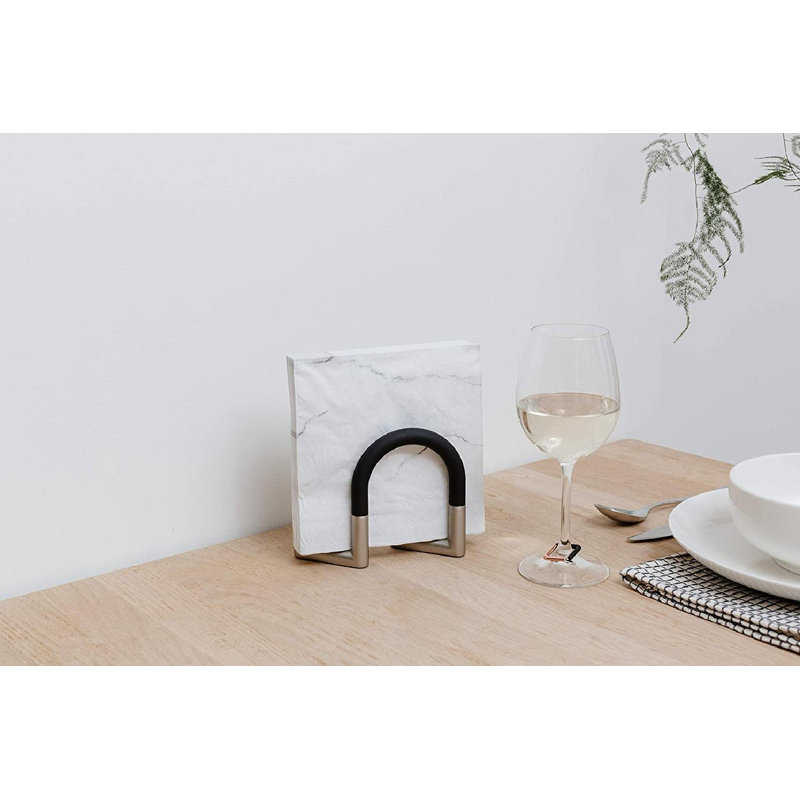 Black and Nickel Swivel Adjustable Metal Napkin Holder