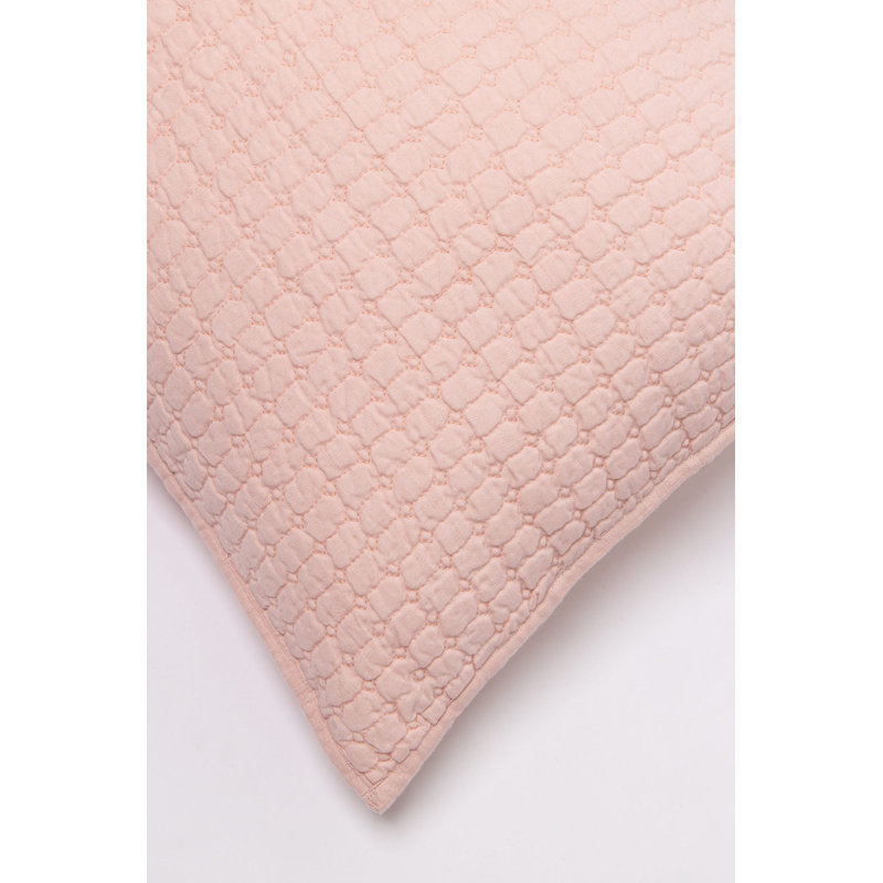 Standard Pink Linen Box-Quilted Pillow Sham
