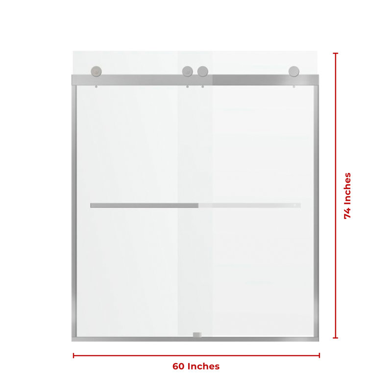 60" x 74" Frameless Chrome Double Sliding Shower Door