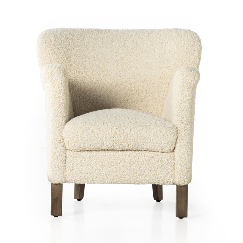 Contemporary Ivory White Leather Wingback Chair 26.75"