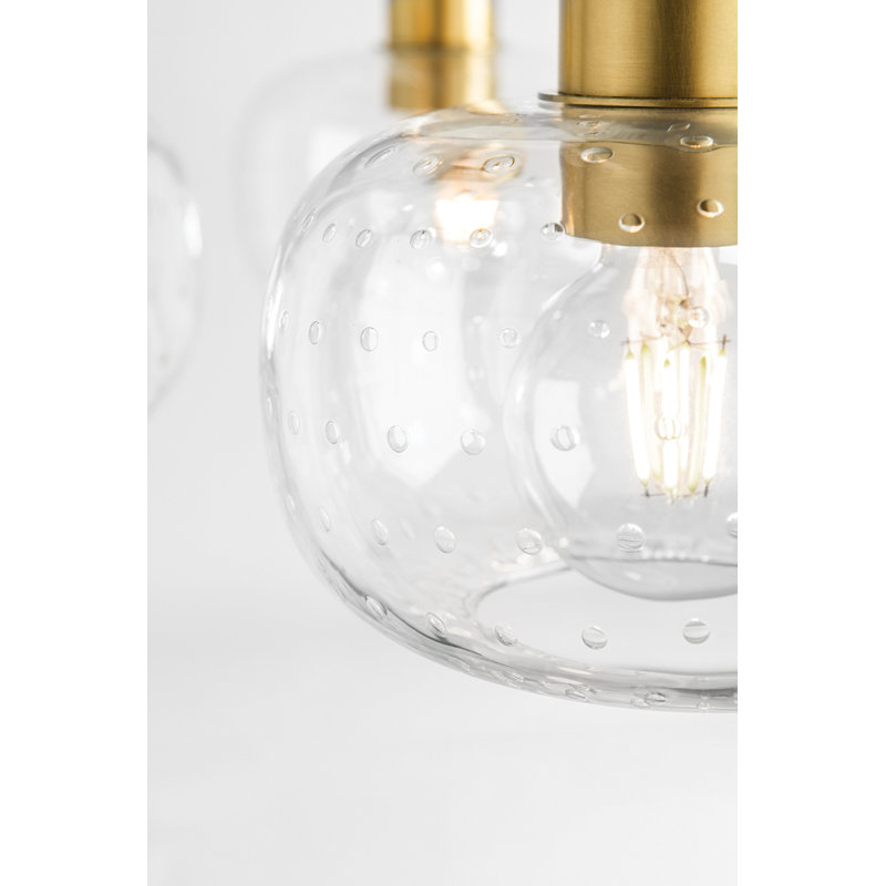 Harlow Aged Brass Glass 1-Light Flush Mount