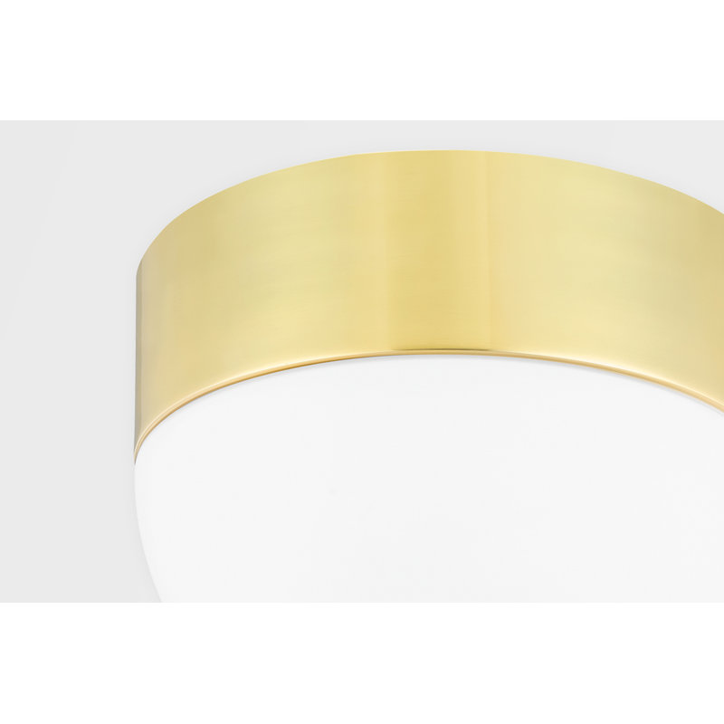 Aged Brass and Opal Matte Glass Globe Flush Mount