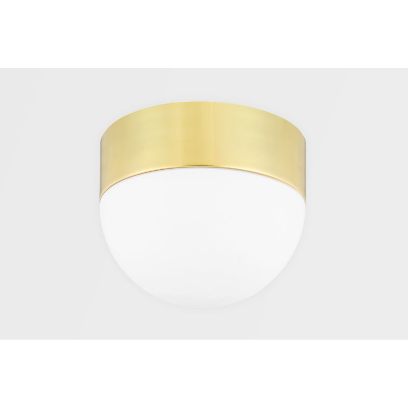 Aged Brass and Opal Matte Glass Globe Flush Mount