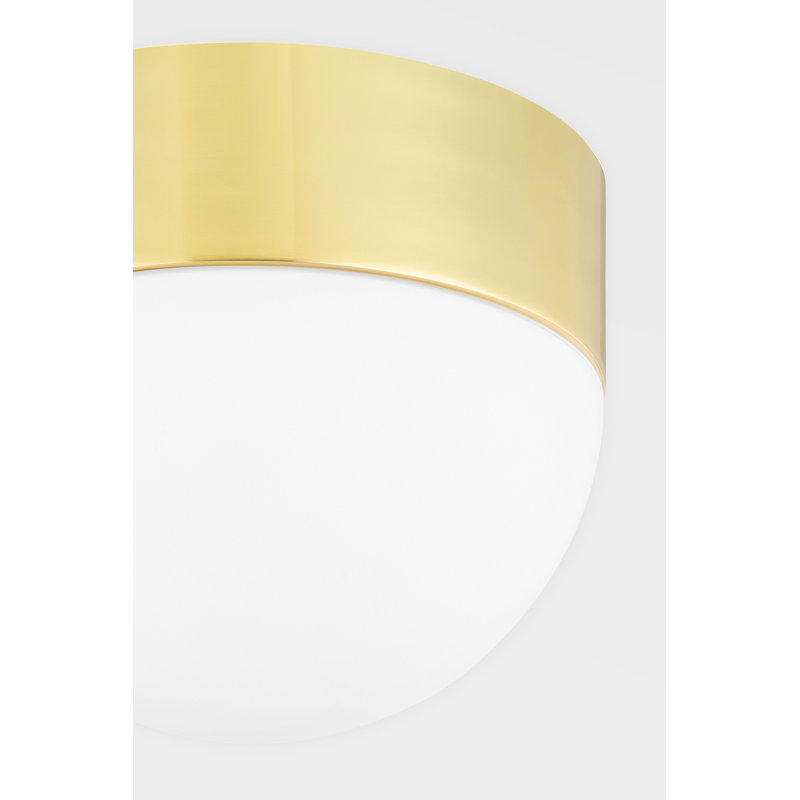 Aged Brass and Opal Matte Glass Globe Flush Mount