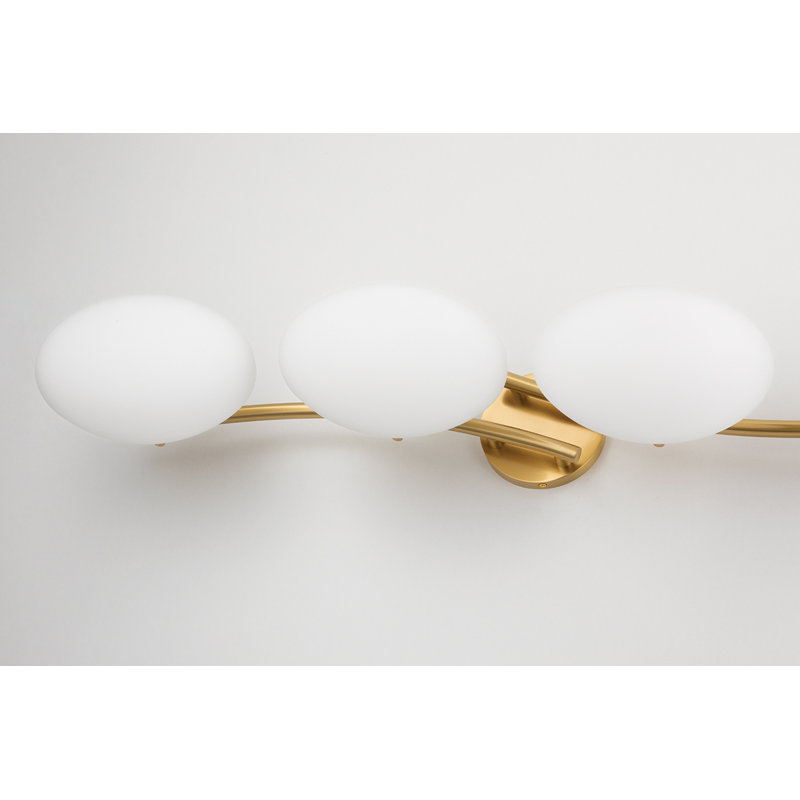 Elysian Aged Brass 3-Light LED Sconce with Opal Glass Shade