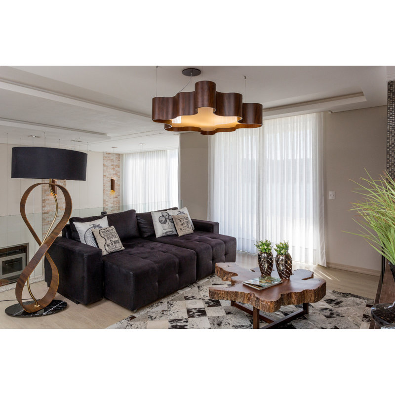 Teak and Walnut LED Organic Pendant Light