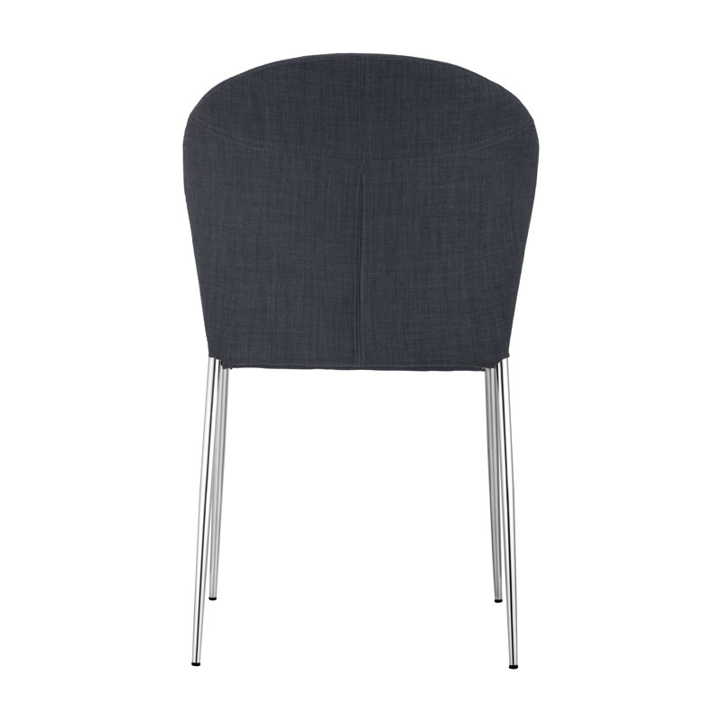 Modern Graphite Linen and Metal Upholstered Side Chair