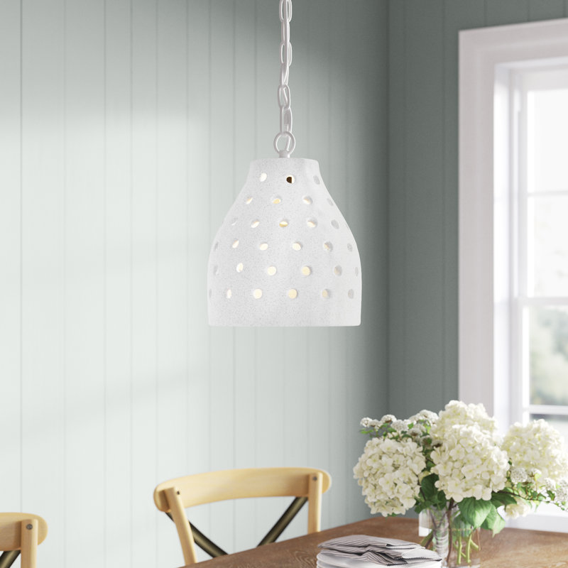 Coastal Charm Textured Matte White Ceramic Pendant Light
