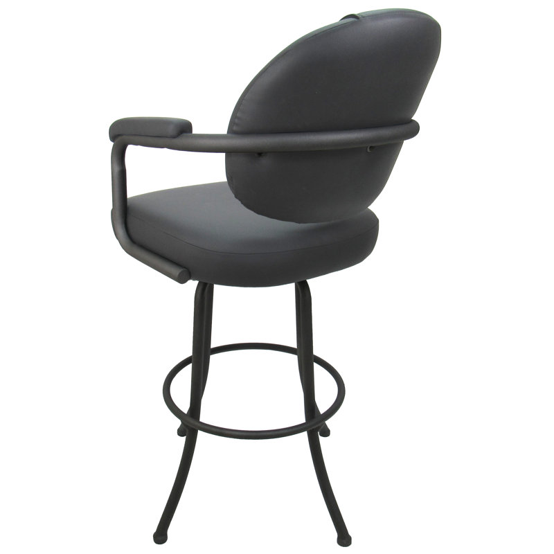 360° Swivel Grey Vinyl Full-Back Metal Bar Stool