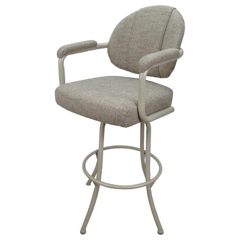 Hemsath Driftwood Beige Swivel Upholstered Bar Stool