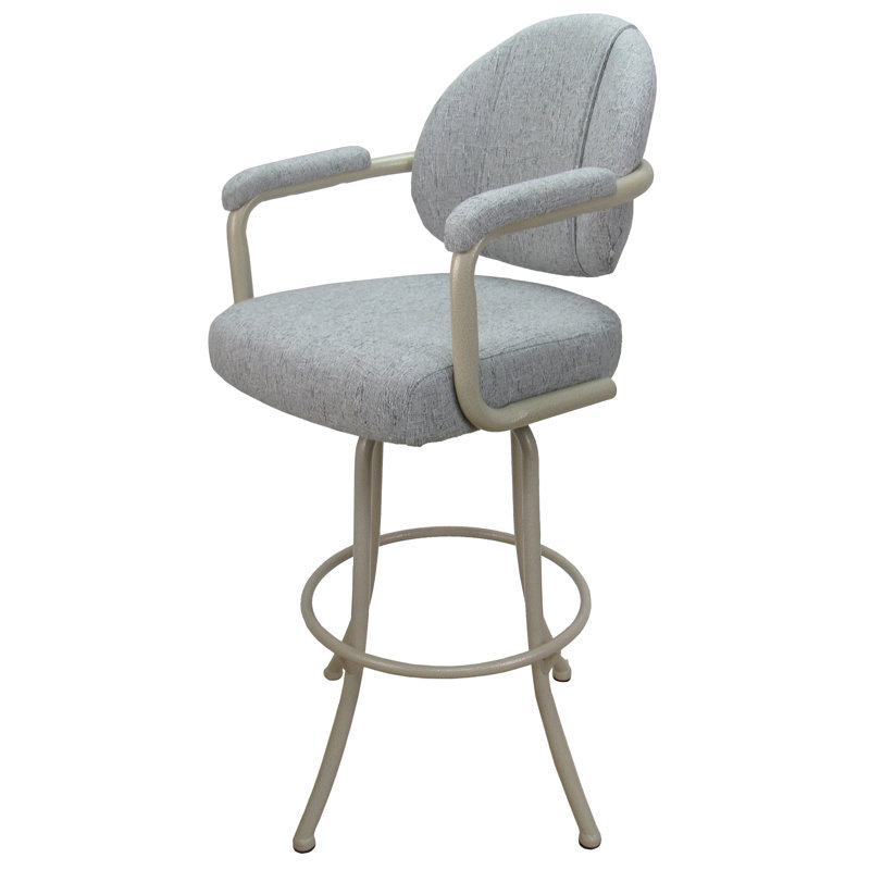 Hemsath Slate Beige 30" Swivel Upholstered Metal Bar Stool