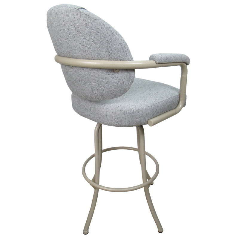 Hemsath Slate Beige 30" Swivel Upholstered Metal Bar Stool