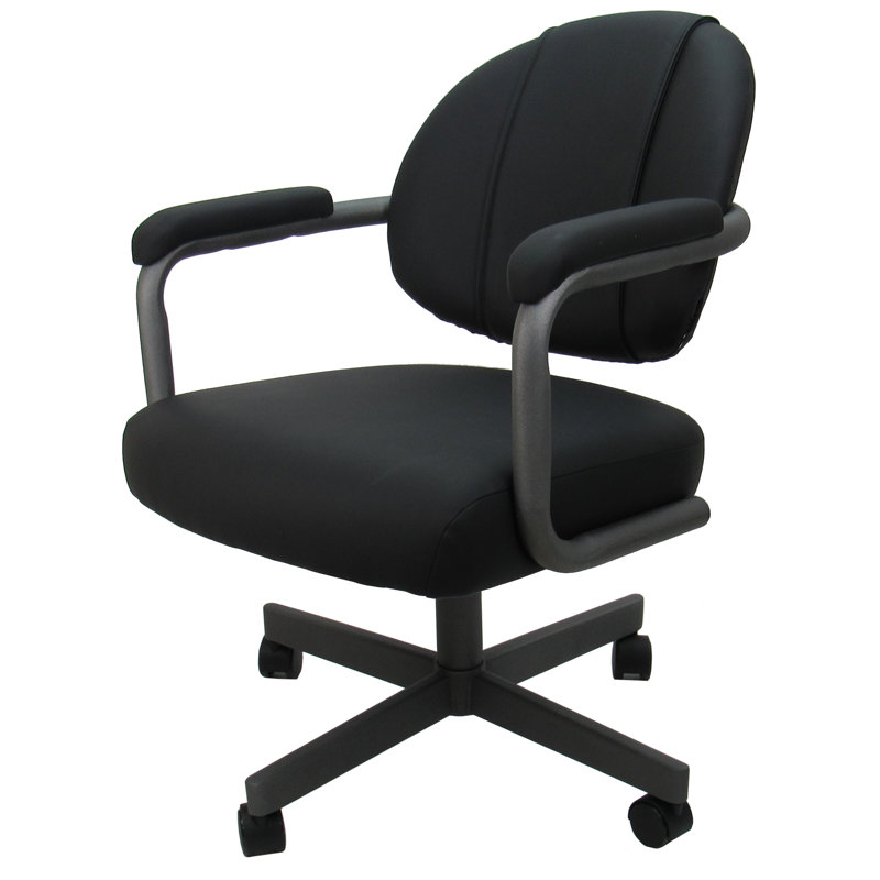 Black Vinyl Grey Upholstered Swivel Dining Chair