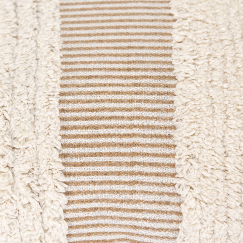 Natural Striped Cotton Blend Rectangular Throw Pillow