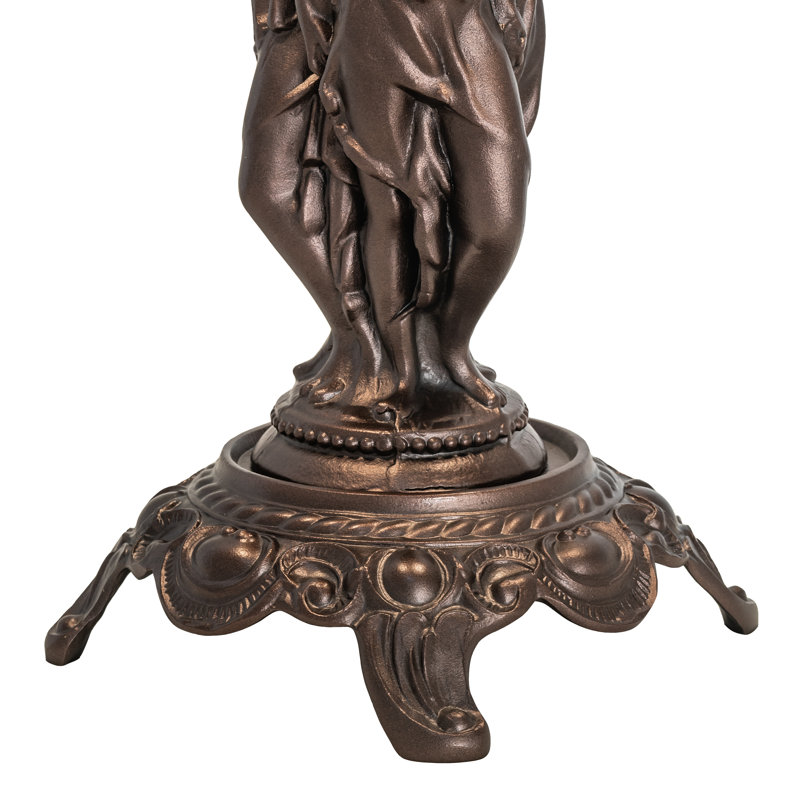 Arcadian 23" Stained Glass Peacock Feather Table Lamp in Mahogany Bronze