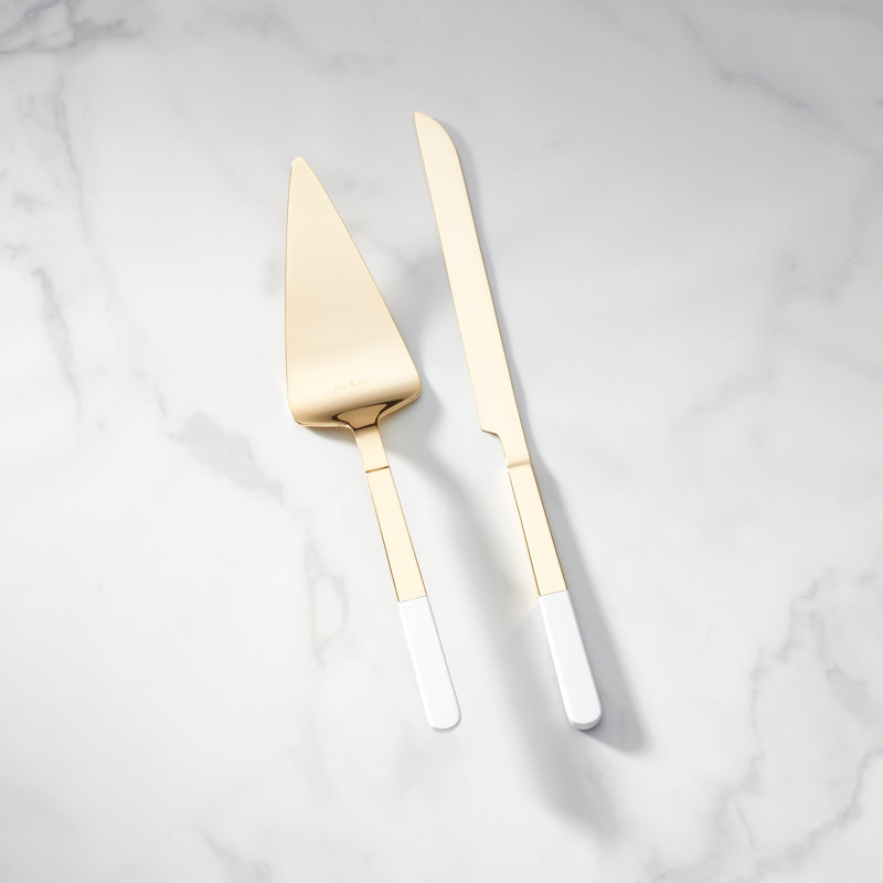 Elegant Gold 2-Piece Contemporary Cake Serving Set