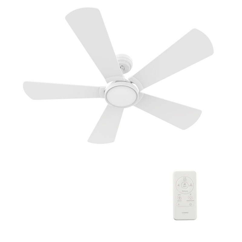 Wilkes 52'' White Manufactured Wood Smart Ceiling Fan with Glass Shade
