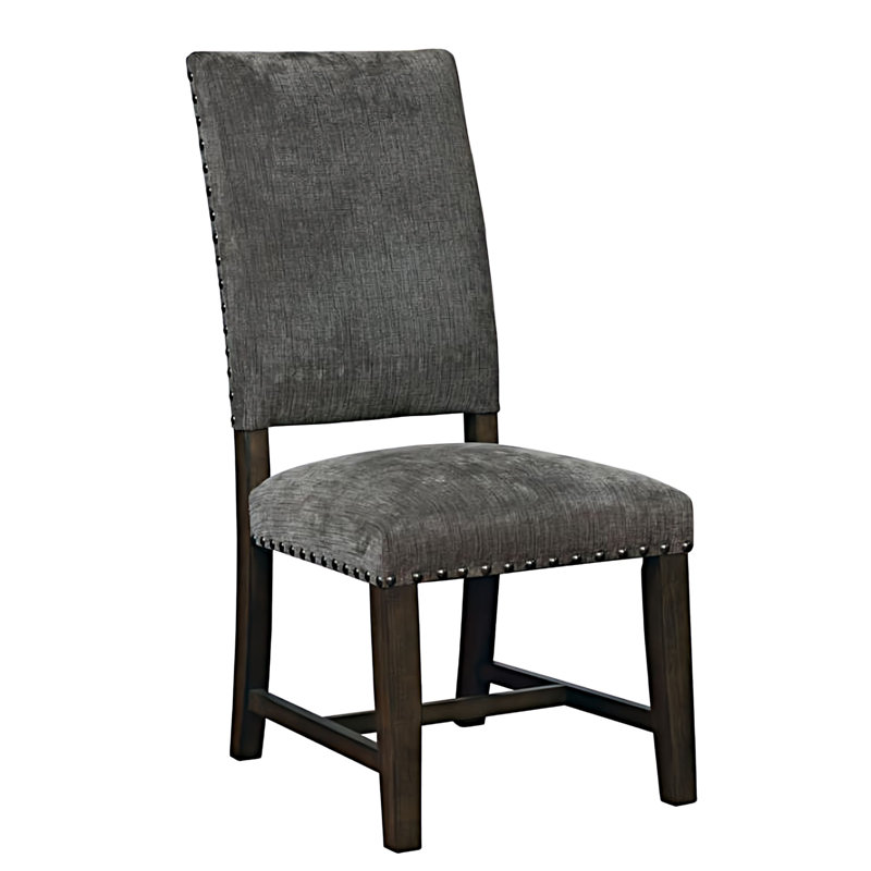 Transitional Gray Faux Leather Upholstered Parsons Side Chair