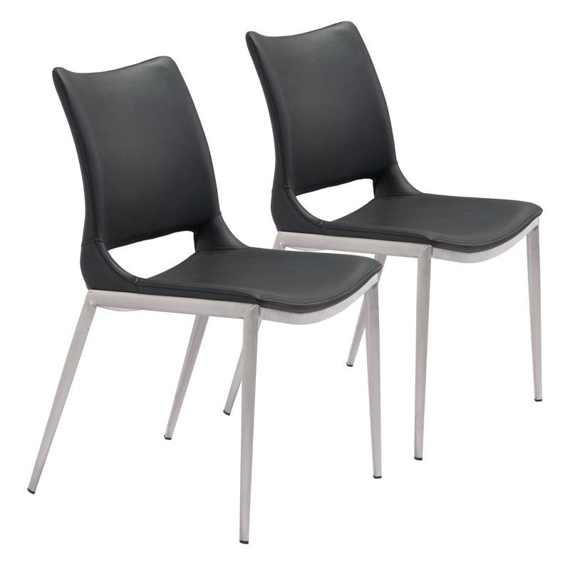 High Black Metal Retro Dining Side Chair Set