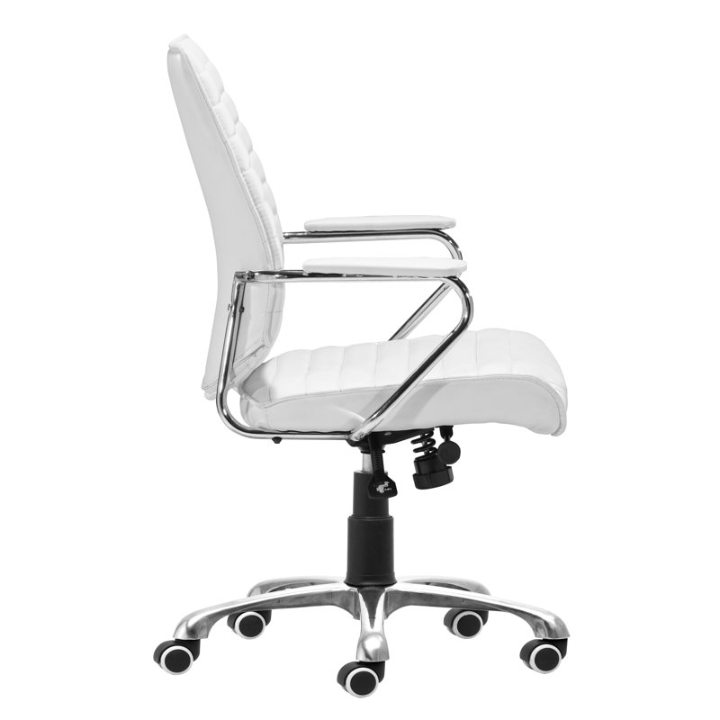 White Leatherette Swivel Executive Office Chair with Chrome Frame