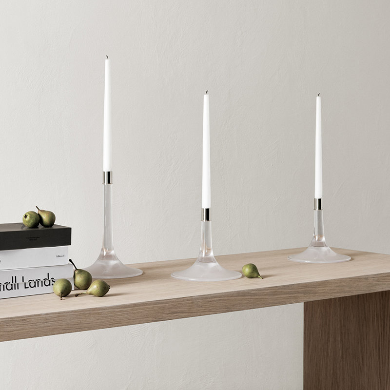 Elegant Cirrus Sandblasted Glass Candlestick by Anne Nilsson