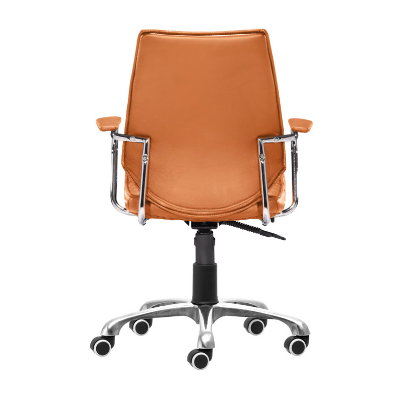 Terracotta Swivel Leatherette Task Chair with Chrome Base