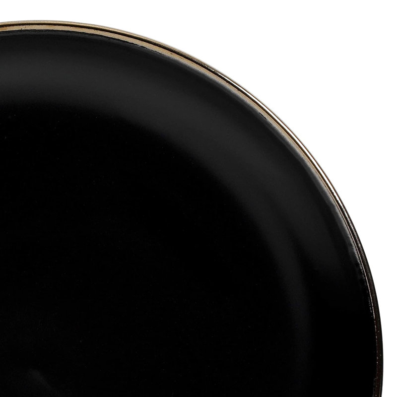 Matte Black Ceramic Dinnerware Set with Gold Rim, Service for 4