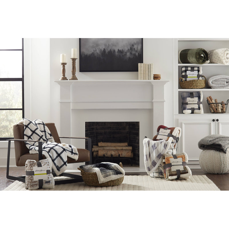 Vail Plaid Grey 50"x60" Reversible Fleece Sherpa Throw Blanket