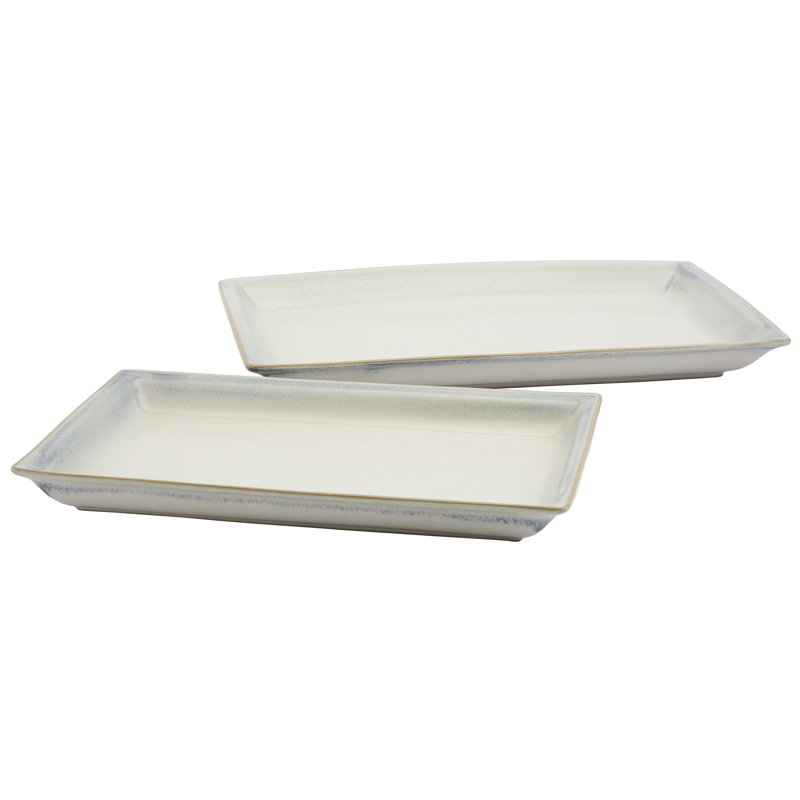 Hudson Chic Blue Reactive Glaze Stoneware Rectangular Platters Set
