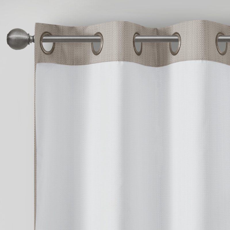Taupe Basketweave Blackout Outdoor Curtain Panel Pair